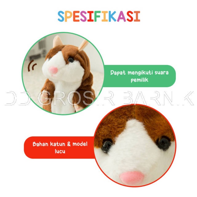 [DGB] MAINAN BONEKA TALKING HAMSTER BISA BICARA NGOMONG MENGIKUTI SUARA