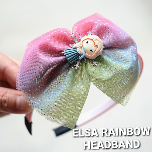 BANDO ANAK PEREMPUAN KOREA PRINCESS ELSA PRINCES RAINBOW JEPIT RAMBUT KAWAII MAHKOTA FROZEN