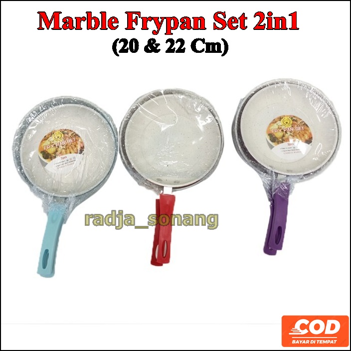 (COD) FANCY FRYPAN SET 2IN1 / TEFLON WARNA ISI 2 MURAH / Teflon Set Anti Lengket