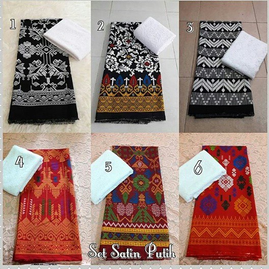 kain songket set brokat putih