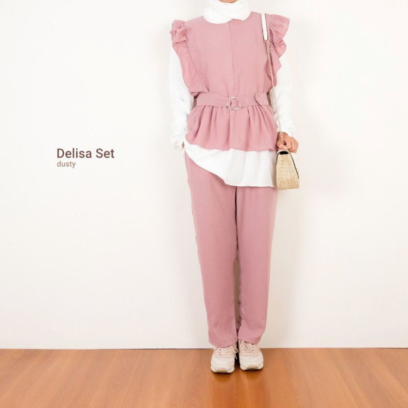delisa top - satu set - baju dan celana wanita - setelan blouse wanita - setelan ootd kekinian - set