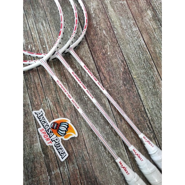 Raket Badminton Maxbolt Superstar Nova + senar + pemasangan senar mesin digital