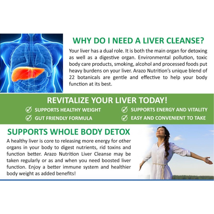 Arazo Liver Cleanse Detox - Fatty Liver Berlemak - 60 Caps with Milk Thistle