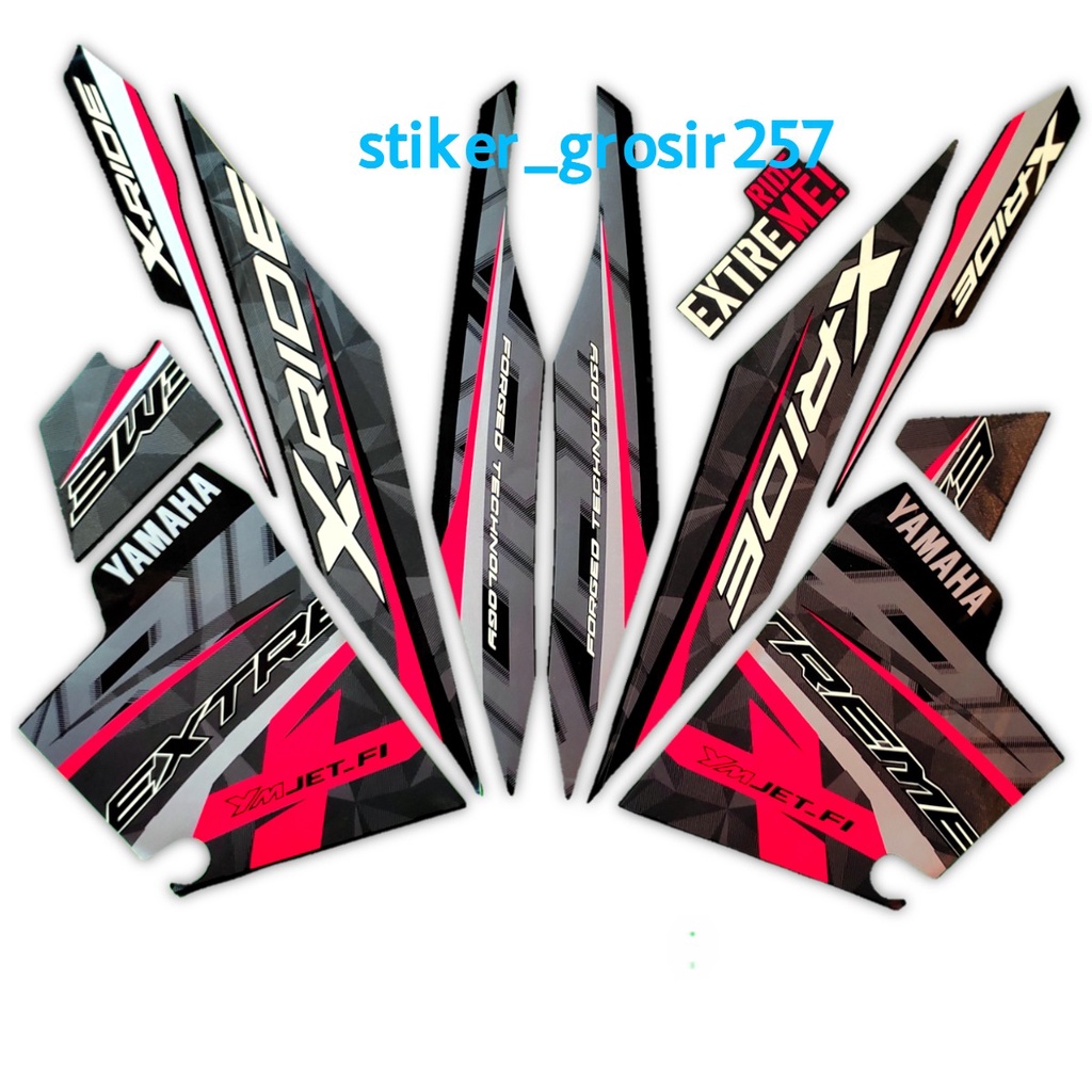 STRIPING STICKER STIKER LIS BODI MOTOR XRIDE X-RIDE 2016 2017 HITAM MERAH STANDAR