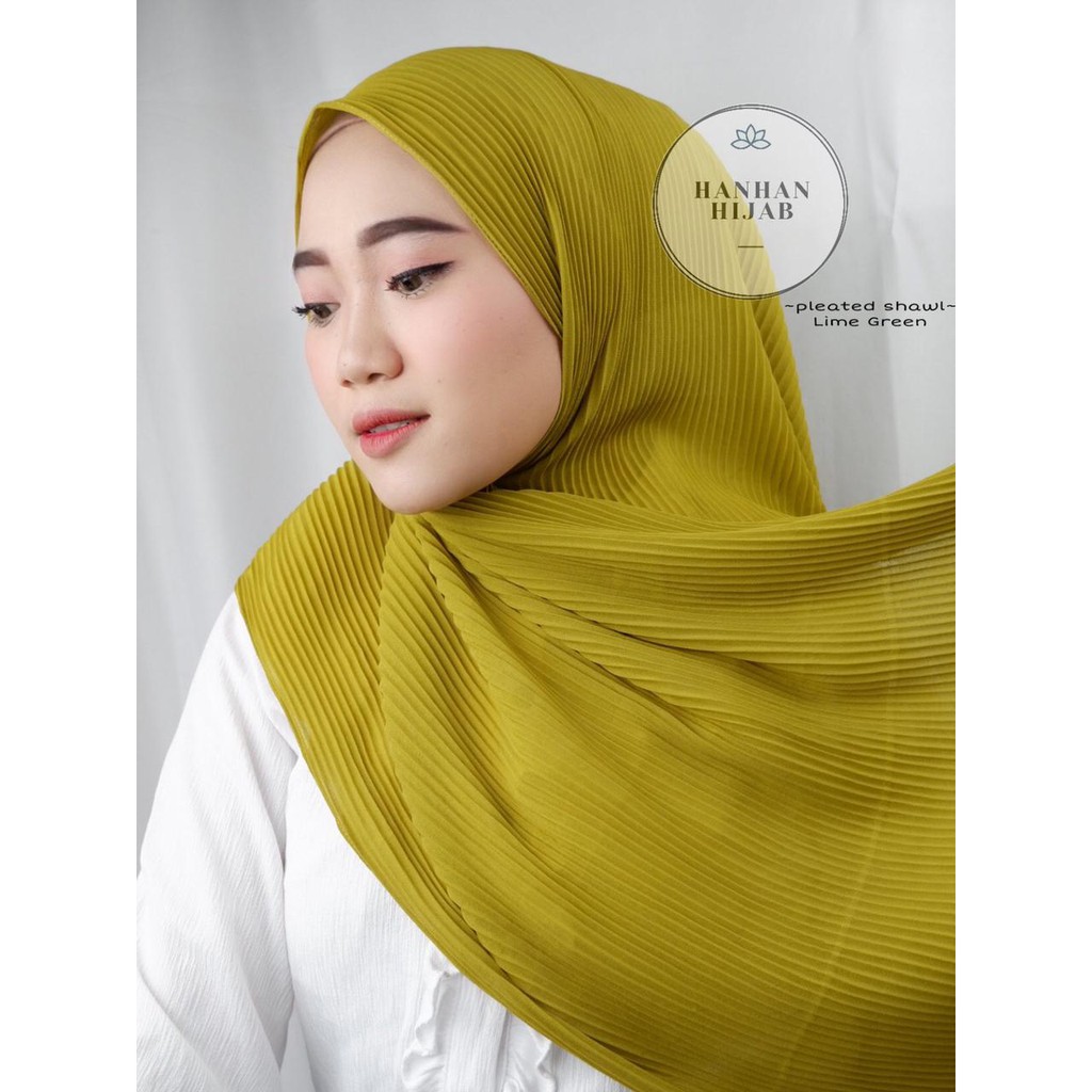 PLEATED SHAWL / PASHMINA FULL PLISKET-Lime