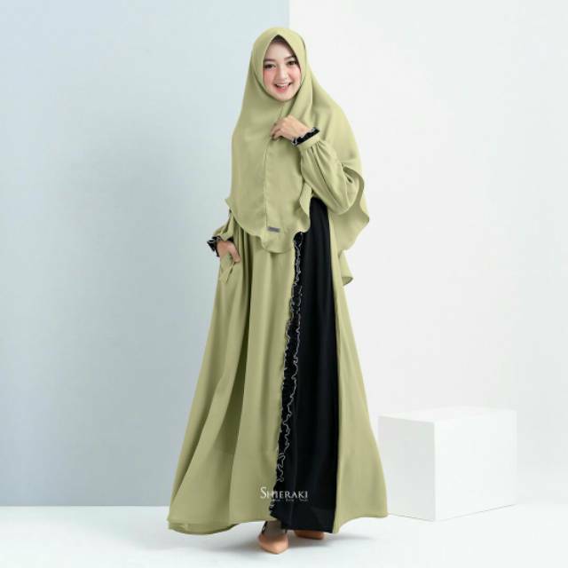 Reefa Dress . Gamis Two Tone - Shieraki Indonesia