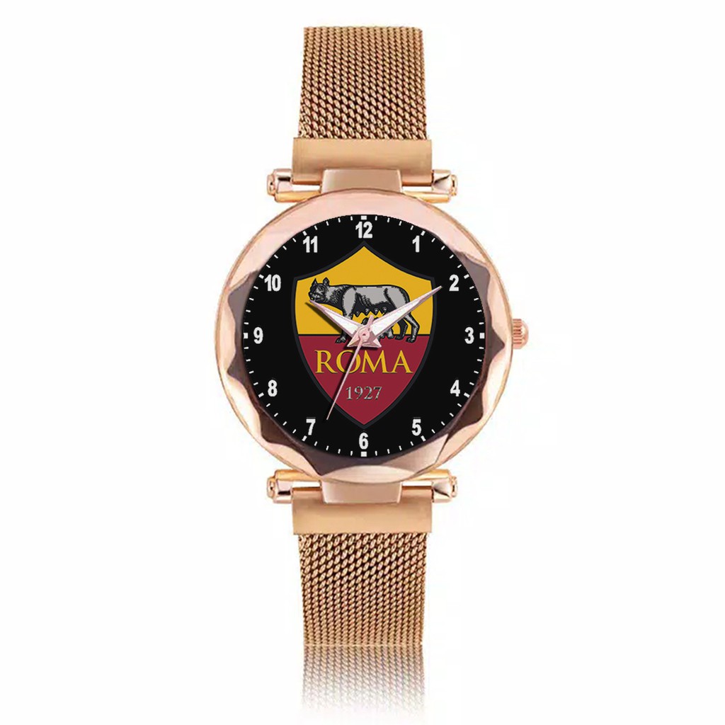 Jam Tangan Wanita Custom - AS ROMA MOTIF 1 Free Box &amp; Batre Cadangan