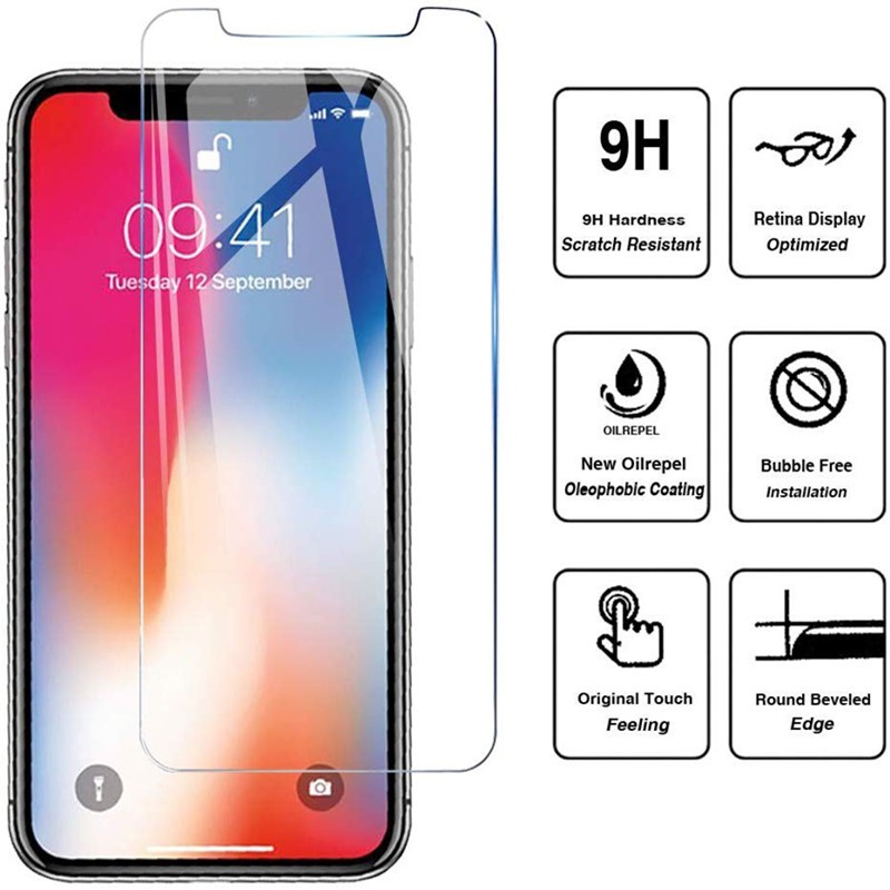 3Pcs untuk Apple iPhone 11 11Pro Max 5 5S 6 6S 7 8 Plus X XR XS Tempered Glass Pelindung Layar