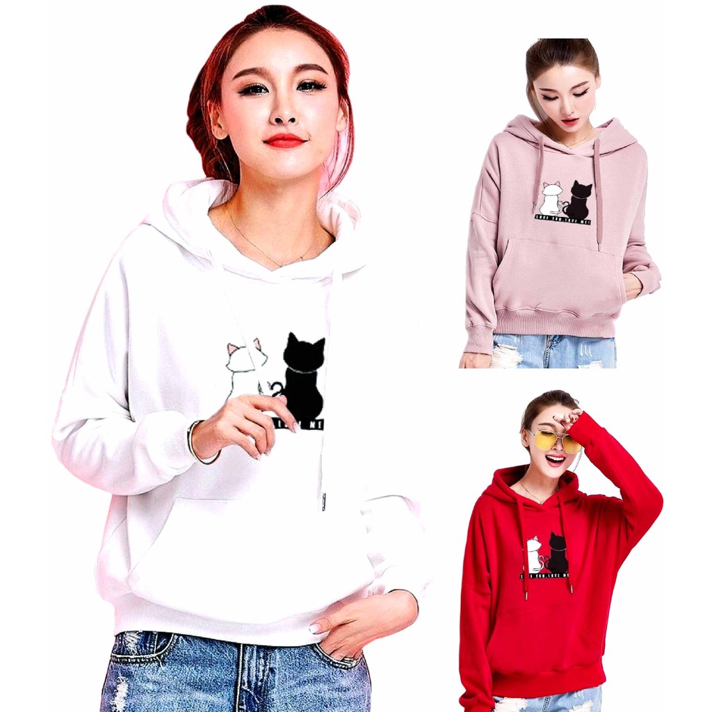 FenishaStore Sweater Hoodie Wanita Kekinian Love You Love Me Bisa Bayar Ditempat-COD