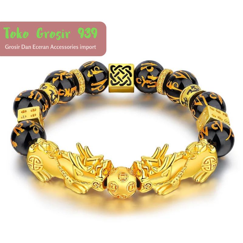 Gelang Fengshui Keberuntungan pixiu obsidian