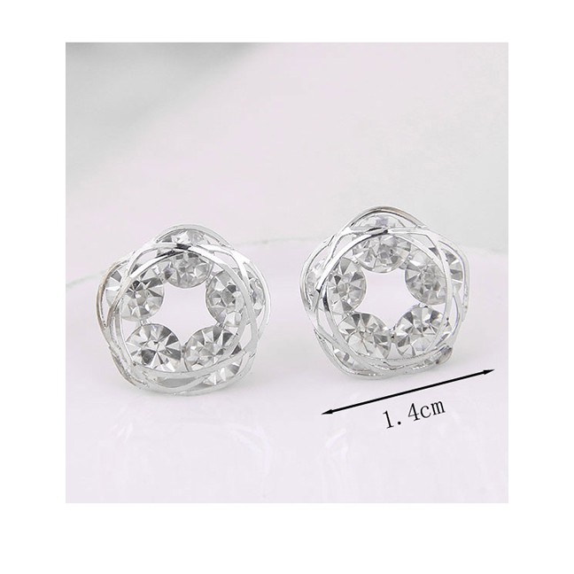 LRC Anting Tusuk Fashion Silver Flower Zircon A58737