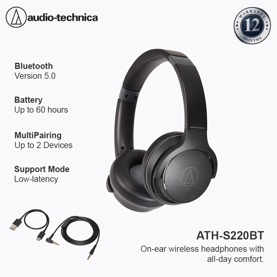 Headset Audio Technica S220BT Wireless Bluetooth - ATH-S220BT