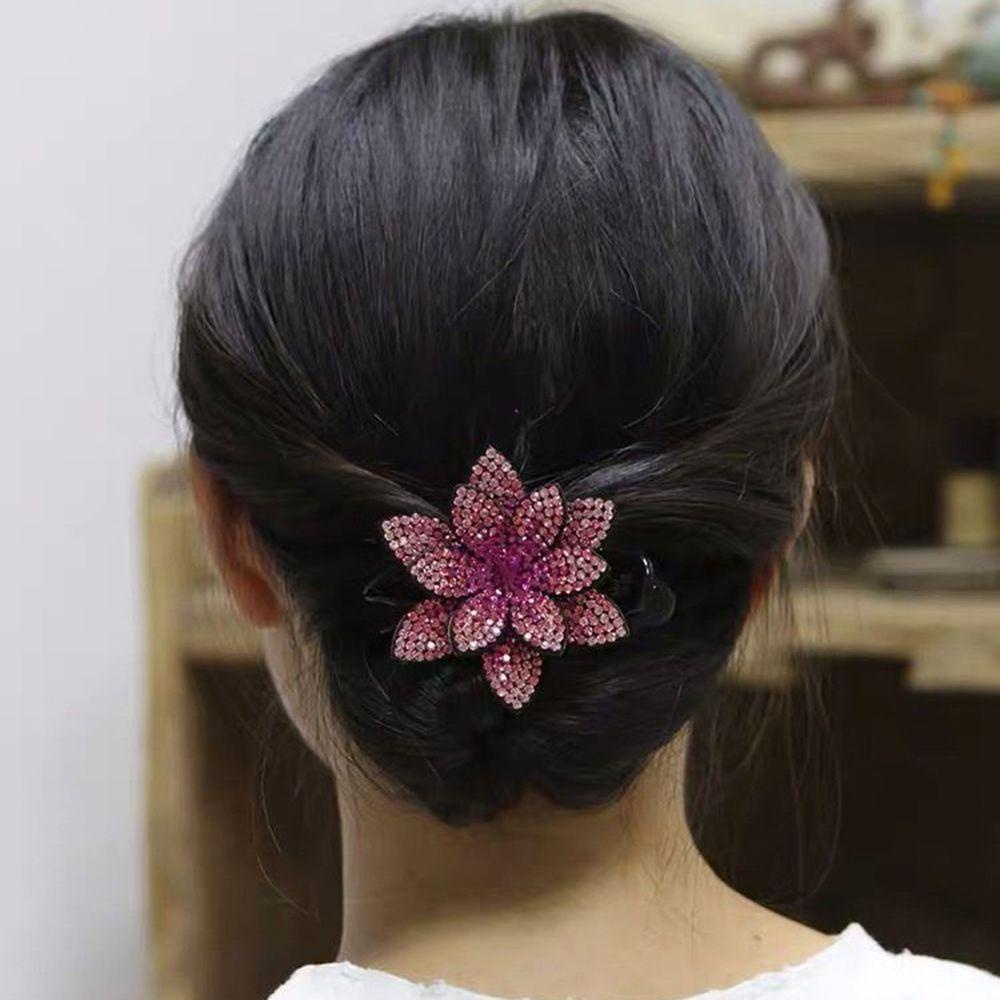 Needway   Diamond Hair Claw Hair Clip Elegan Perempuan Tiga Gigi Penjepit Hiasan Kepala Gadis Ponytail Holder