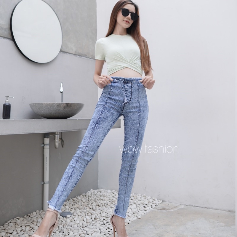 WOW-Valery Jeans ( HW TALI ) Highwaist Jeans Premium Strect Snow