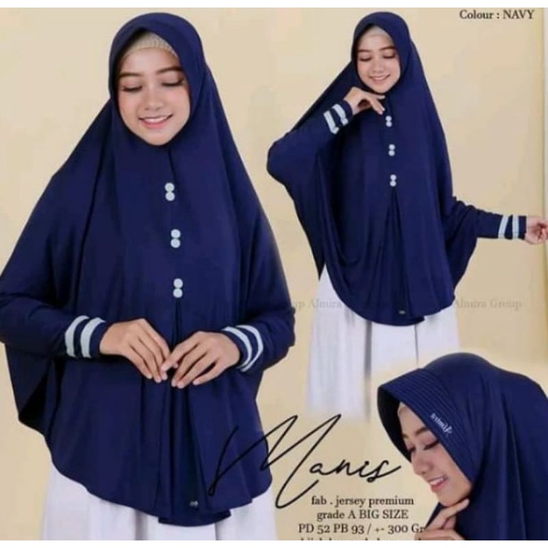 Kerudung instan bergo tangan jumbo kancing