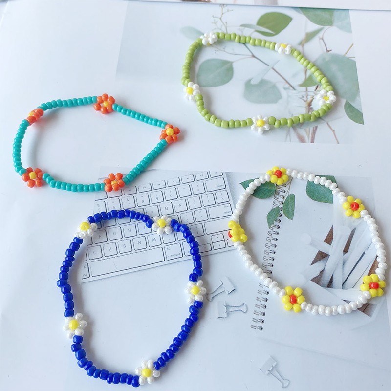 Gelang Kalung Manik-Manik Bunga Warna-Warni Untuk Dekorasi Musim Panas
