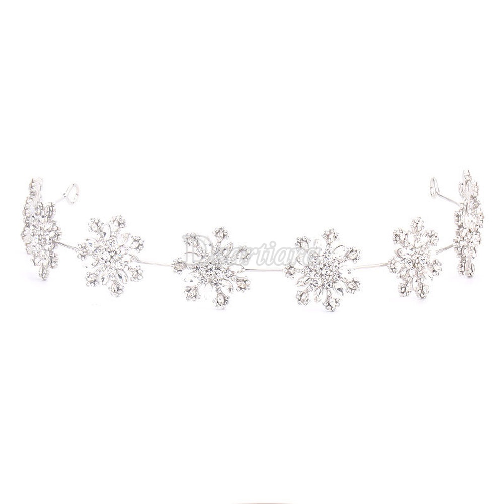 Fashion Horse Eye Alloy Rhinestone Small Snowflake Headband Bridal White Wedding Headdress Accessories