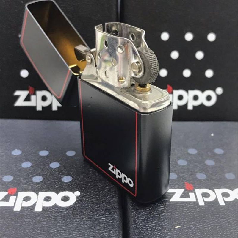 COD- jual murah korek api logo zippo hitam mate list merah grade ori