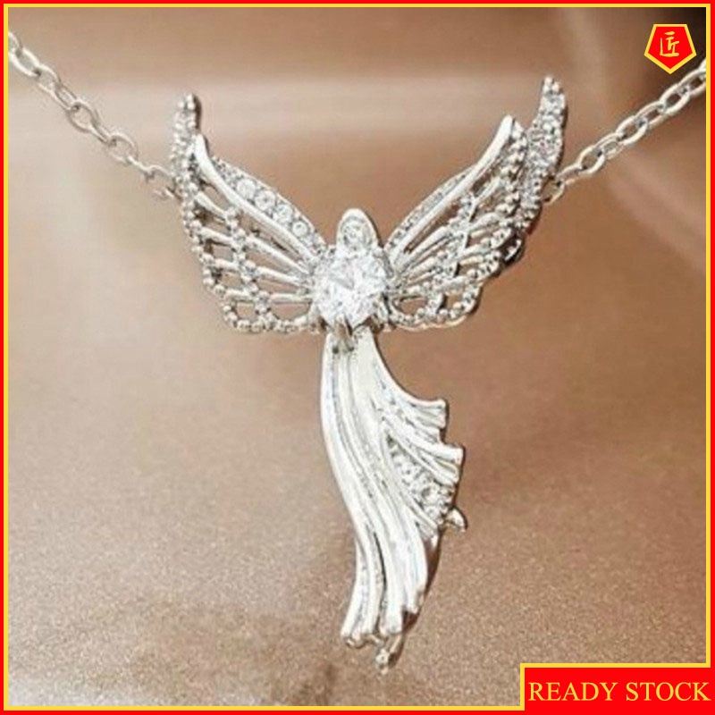 [Ready Stock]Virgin Mary of Christ Pendant European and American Angel Wings Zircon Micro-Inlaid Necklace