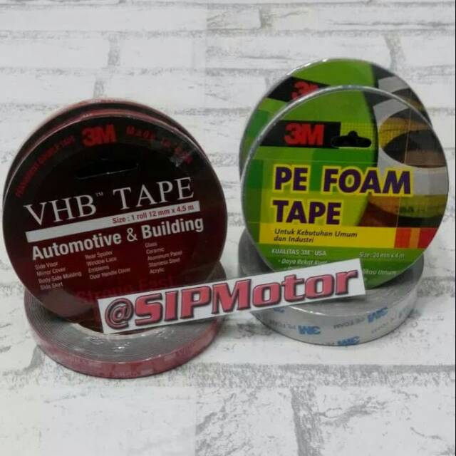 

Double Tape 3m VHB 12mm dan Pe Foam 24mm Lem Double Tip Perekat