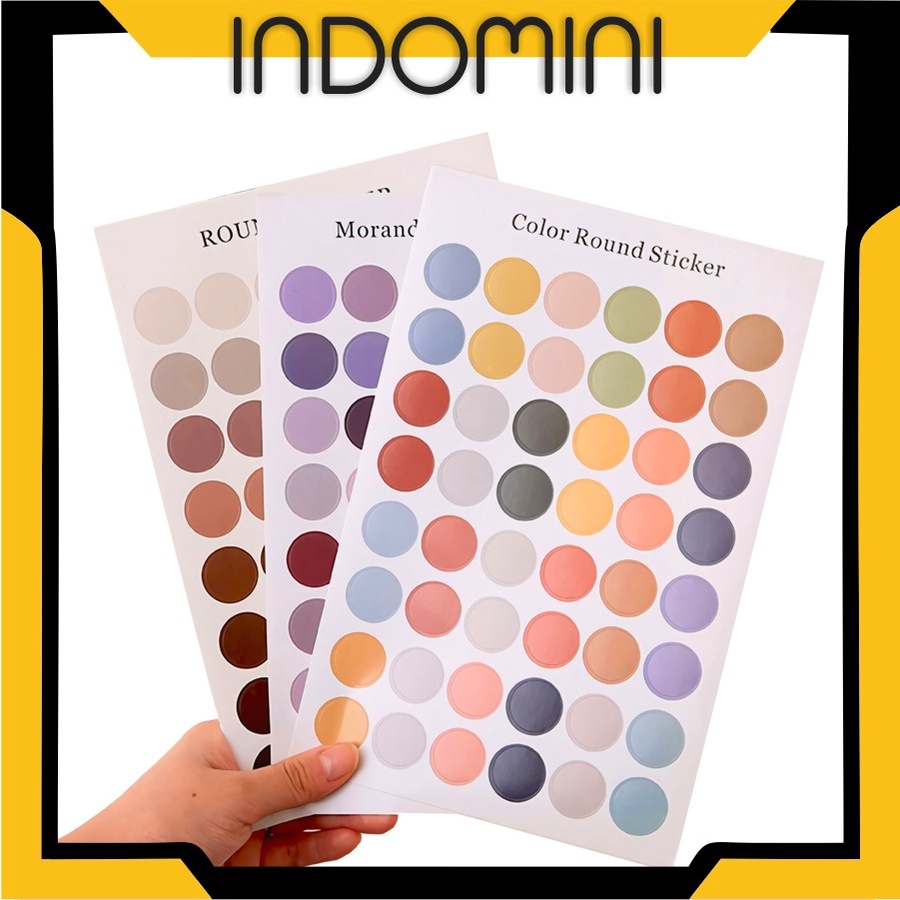 INDOMINI R438 48Pcs / Set Stiker Kertas Dekor MACARON DOTS Paper Sticker DIY Planner Scrapbook