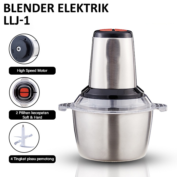 Chopper Mesin Penggiling Daging Elektrik Meat Mincer Chopper Blender Stainless Steel WD