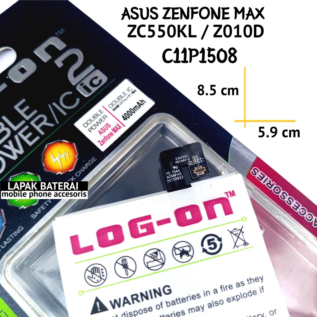 LOG - ON Baterai Asus ZENFONE MAX ZC550KL / Z010D / Z010DA C11P1508 Double IC Protection Battery Batre