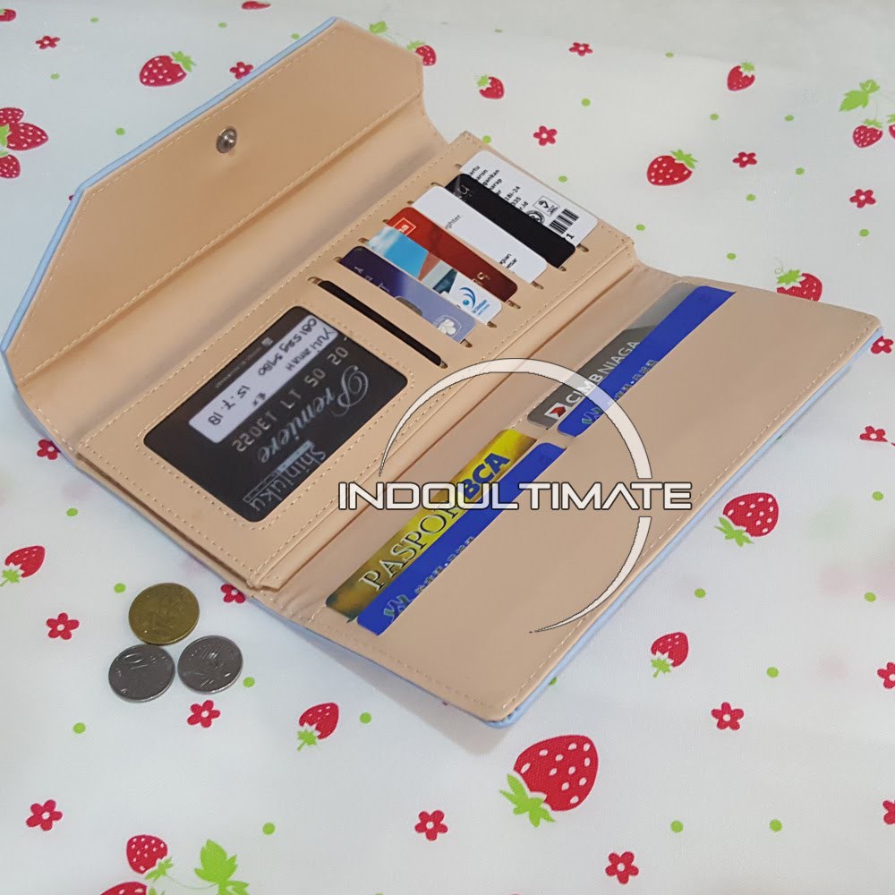 Dompet Wanita JDB-13003 / Dompet Cewek / Cewe Kartu ATM Panjang Lipat Kulit Import