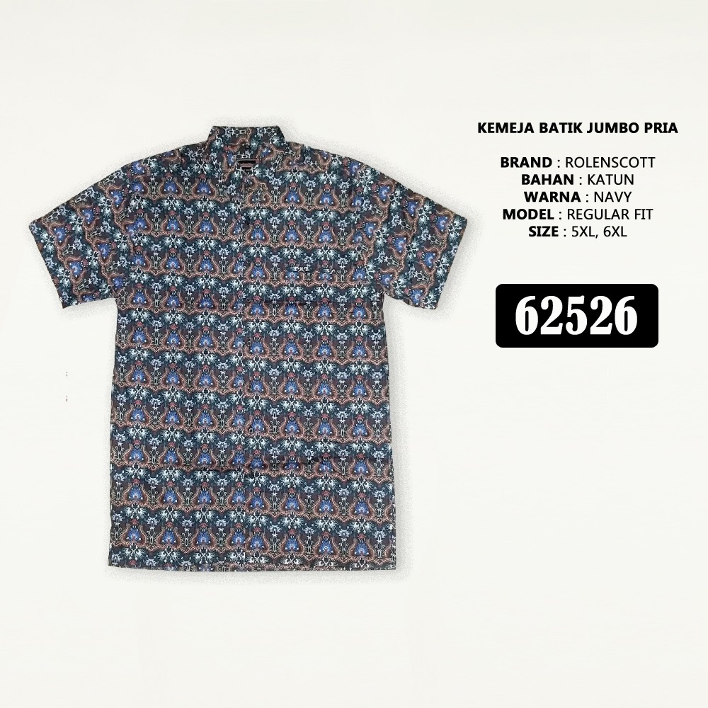 Kemeja Batik Cowok Ukuran Jumbo Merek Rolenscott 5XL 6XL Bahan Katun Motif Keren Bisa Tukar Size