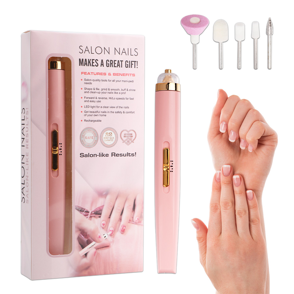 Salorie Alat Kikir Kuku Elektrik Portable Dengan Lampu Led Untuk Manicure / Nail Art