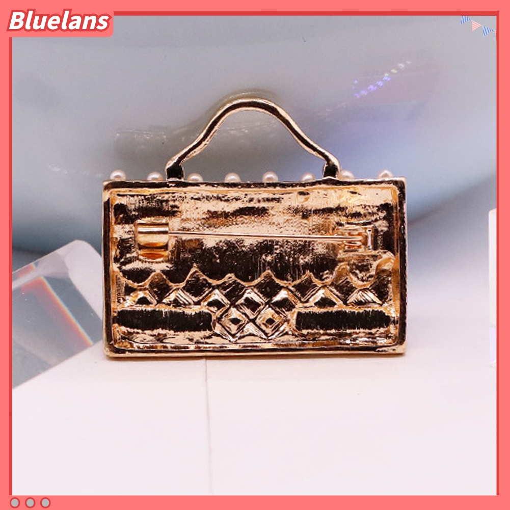 Bluelans Women Handbag Shape Faux Pearl Inlaid Brooch Pin Denim Jacket Collar Badge Gift