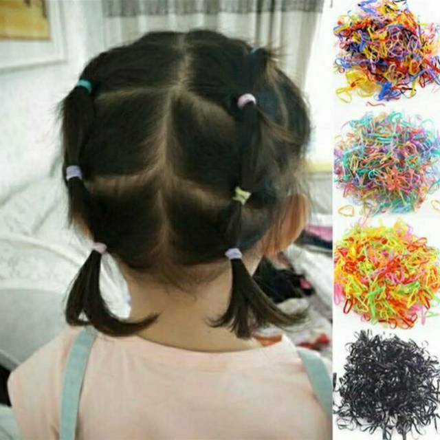 ikat karet kuncir pita rambut anak remaja dewasa hitam warna warni pink biru kuning orange murah