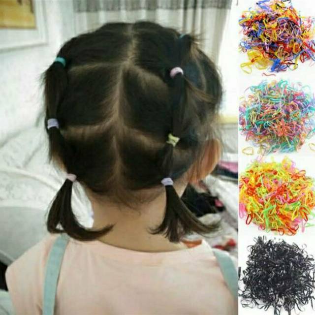 ikat karet kuncir pita rambut anak remaja dewasa hitam warna warni pink biru kuning orange murah