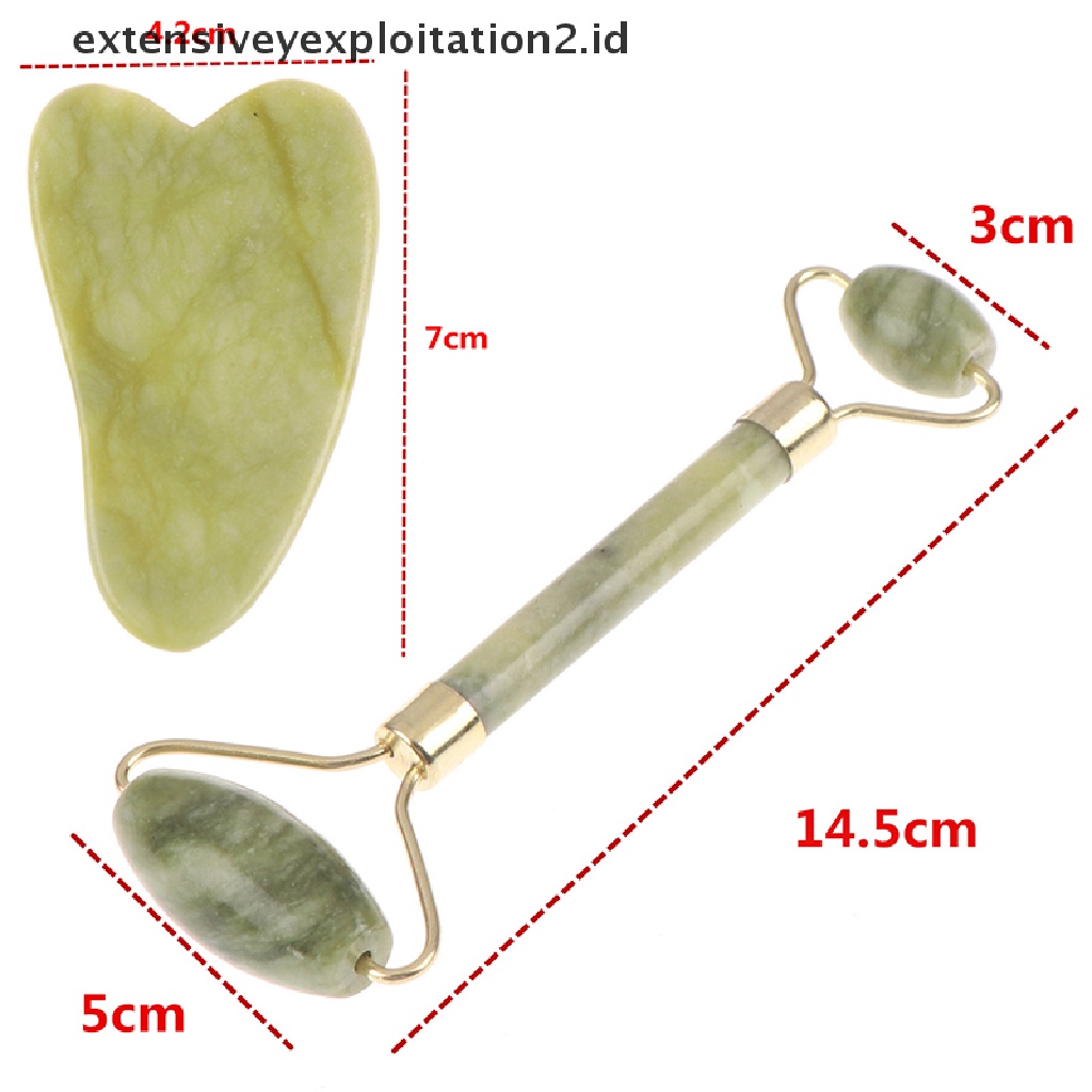 (Hotter1) Natural Jade Roller Gua Sha Board Alat Pijat Wajah