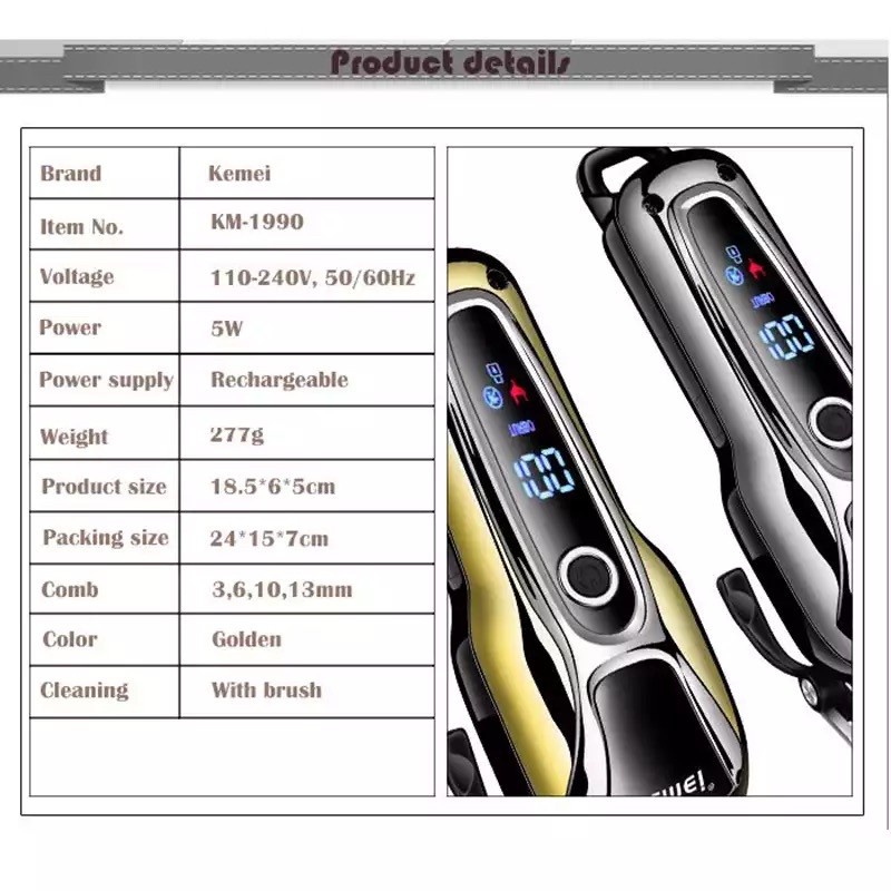 COD MESIN CUKUR RAMBUT HAIR CLIPPER PROFESSIONAL ORIGINAL KEMEI KM-1990 / CUKURAN RAMBT KEMEI  KM-1990 / ALAT CUKUR RAMBUT CAS KEMEI KM-1990