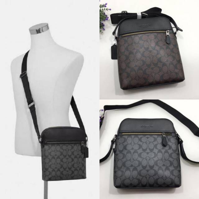 COACH men Houston Flight Bag in Signature Leather crossbody slingbag selempang kulit original asli