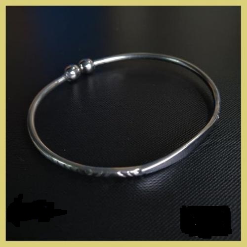 Gelang Tangan Monel Baja Dewasa Silver Polos Anti Karat Anti Luntur