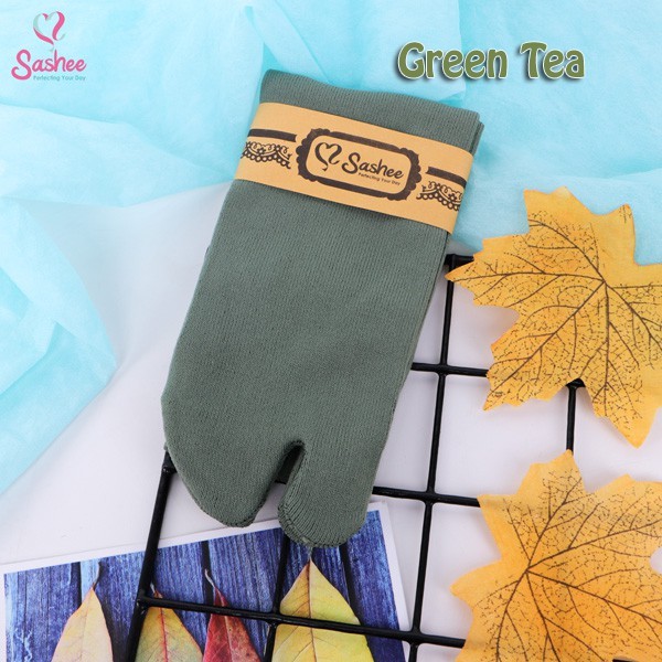 Kaos Kaki Wanita Jempol Dewasa Panjang Warna Polos Muslimah Sashee Original Sepasang All Size-Green Tea