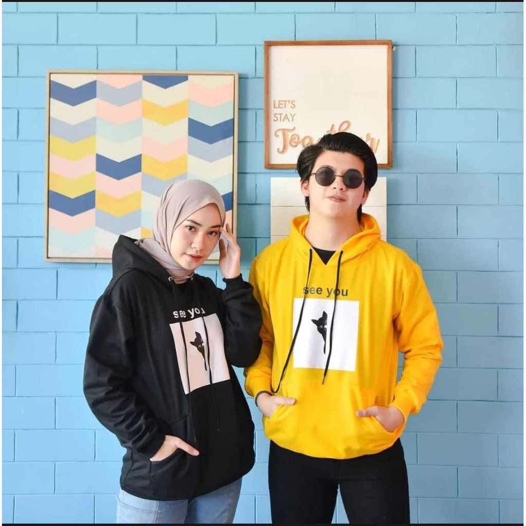 Hoodie Sweater SEE YOU CAT COUPLE bisa untuk pria/wanita