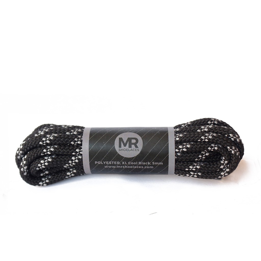 MR Shoelaces HK01 Cool Black (Hitam) Tali Sepatu Hiking Motif 4-5mm 90cm 100cm 120cm 130cm 150cm 180cm 200cm