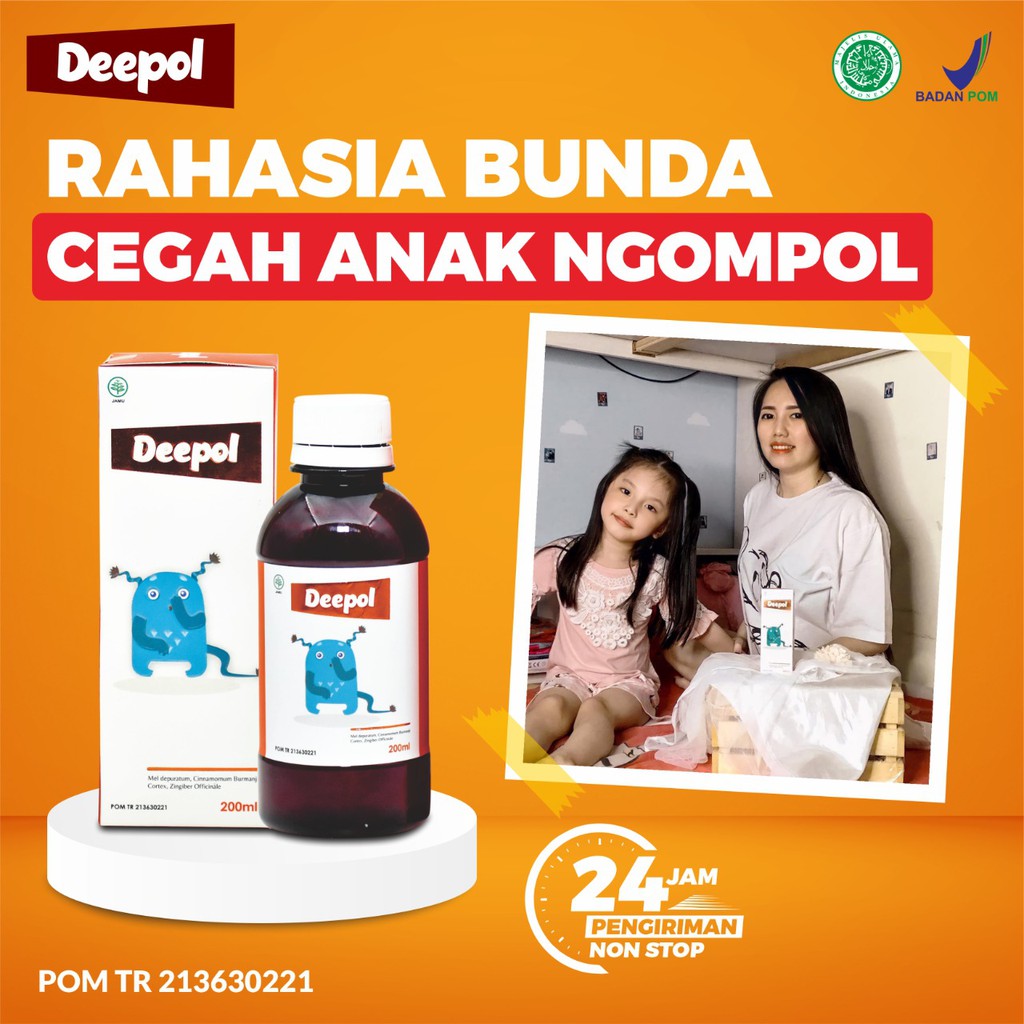 Deepol - Depol 100% Original Madu Anti Ngompol Ompol &amp; Perlancar Saluran Pencernaan Anti Kembung &amp; Sembelit Anak &amp; Bayi Isi 200ml