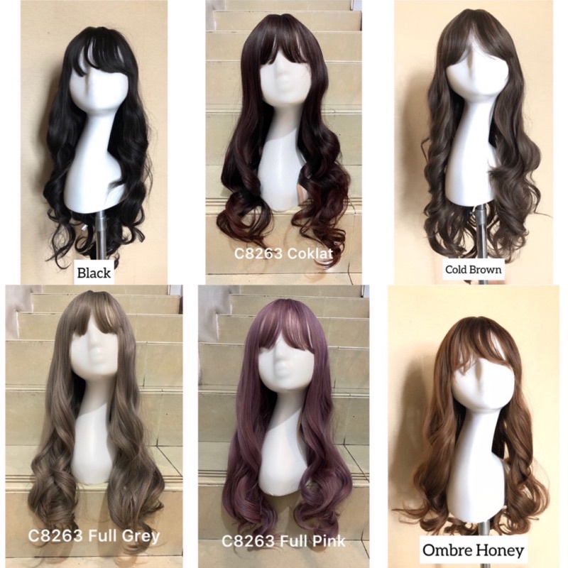 C8263 full wig korean layer wave curl / full wig natural curly 70 cm