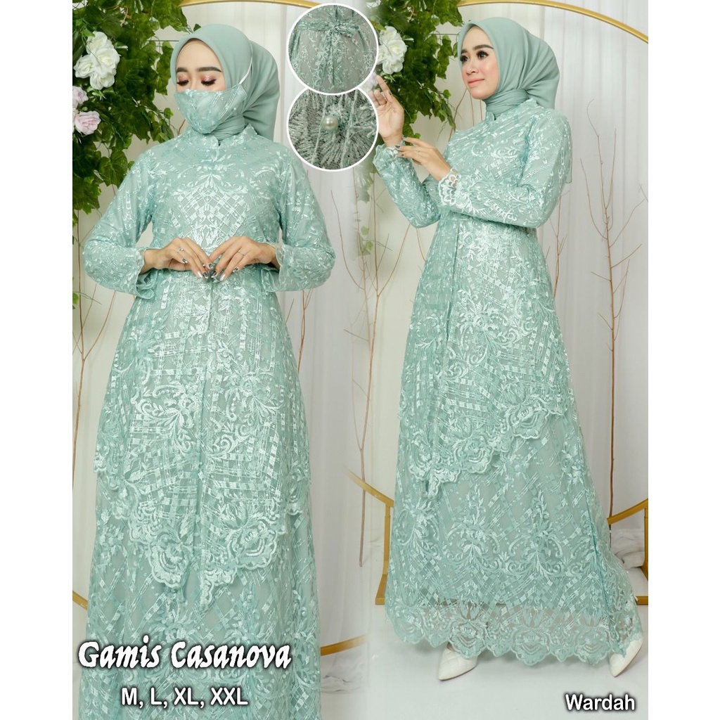 Kadai.baju / Gamis twotone cassandra / Gamis tulle brukat / Gamis pesta wanita