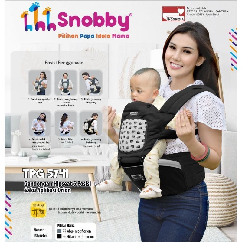 Snobby TPG5741 Gendongan Hipseat Bayi 6 posisi +Sirkulasi Orion Series
