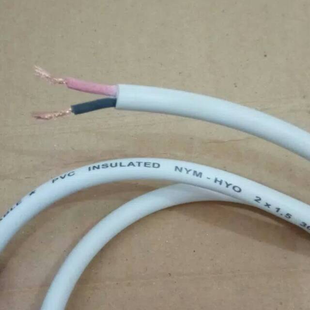 Kabel Serabut Putih NYMHY 2x1.5 mm Meteran / Kabel Listrik Serabut
