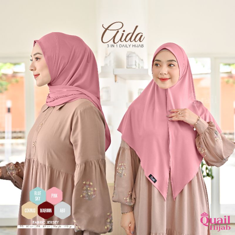 Hijab Instan Bergo Jersey Syari Original Jilbab Quail AIDA