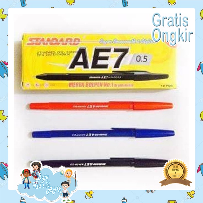 

TULIS-ALAT- PULPEN / BALLPOINT STANDARD AE7 (12PCS) - HITAM, ZIRCON -ALAT-TULIS.