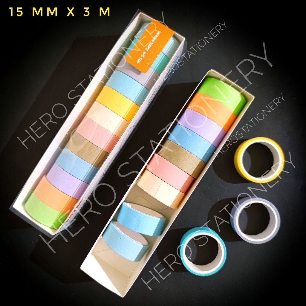

Selotip kertas washi tape joyko 12 warna 15 mm x 3 m WT-100