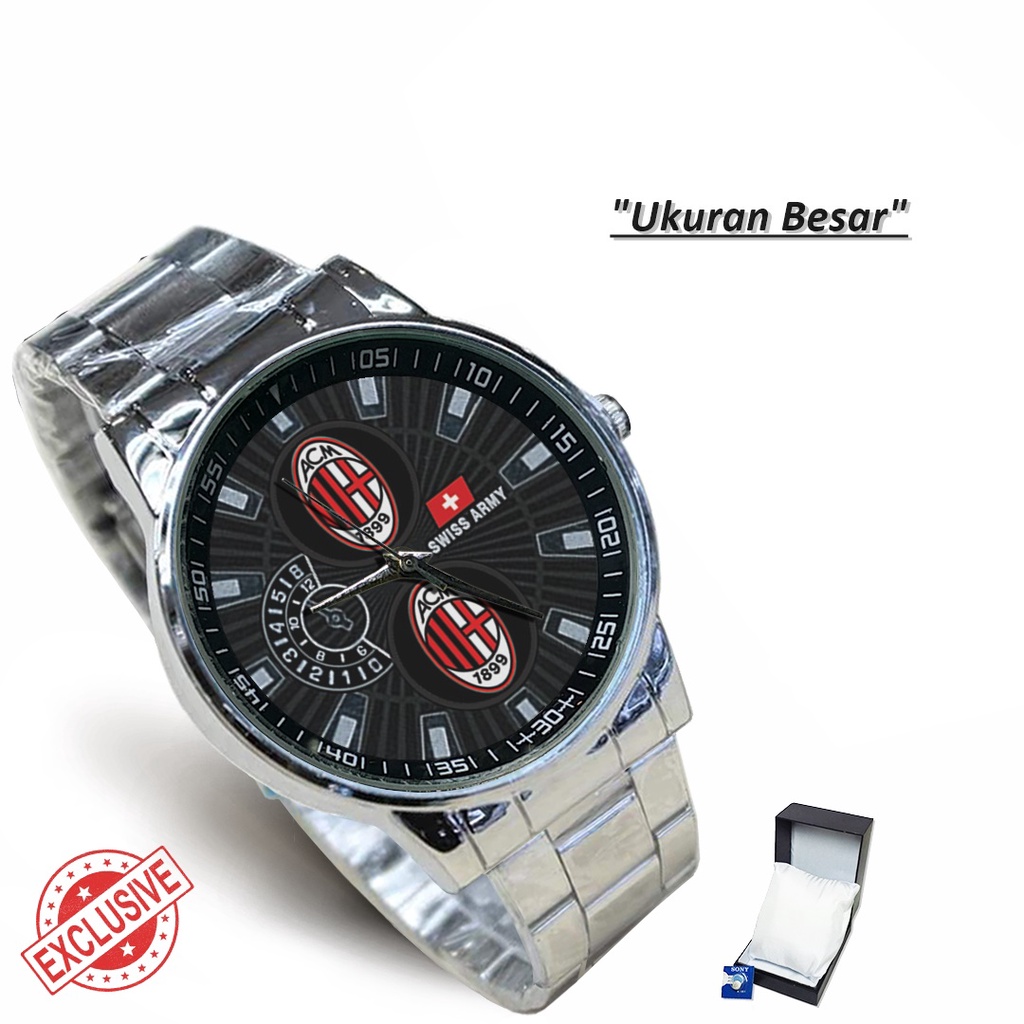 Jam Tangan Rantai Couple Logo AC MILAN (Cool)