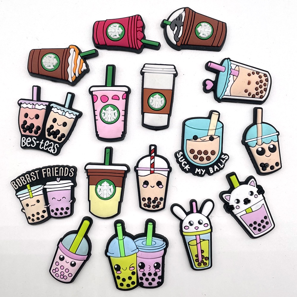 jibbitz crocs croc charms Desain Sepatu Milk tea Coffee  s Untuk Dekorasi Gelang